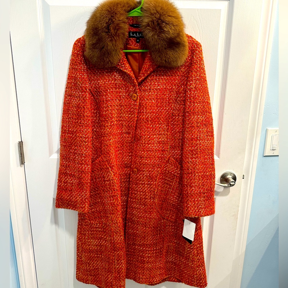 NYT Nicole Miller peacoat orange — size 8